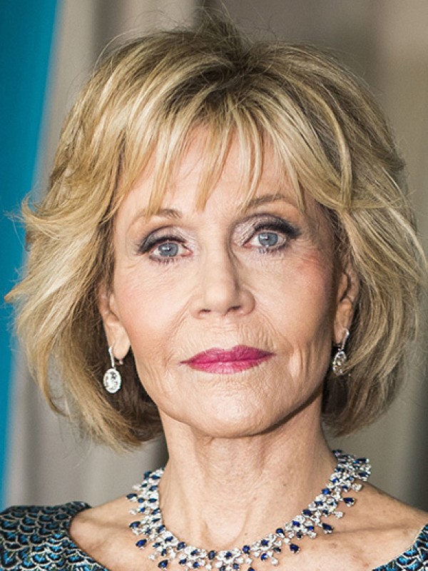 Blonde 10" Golvende Bobs Kinlengte Jane Fonda Pruiken