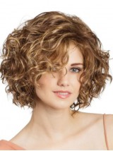 Bob Cut Curly 11" Blonde Pruiken Met Kanten Voorkant
