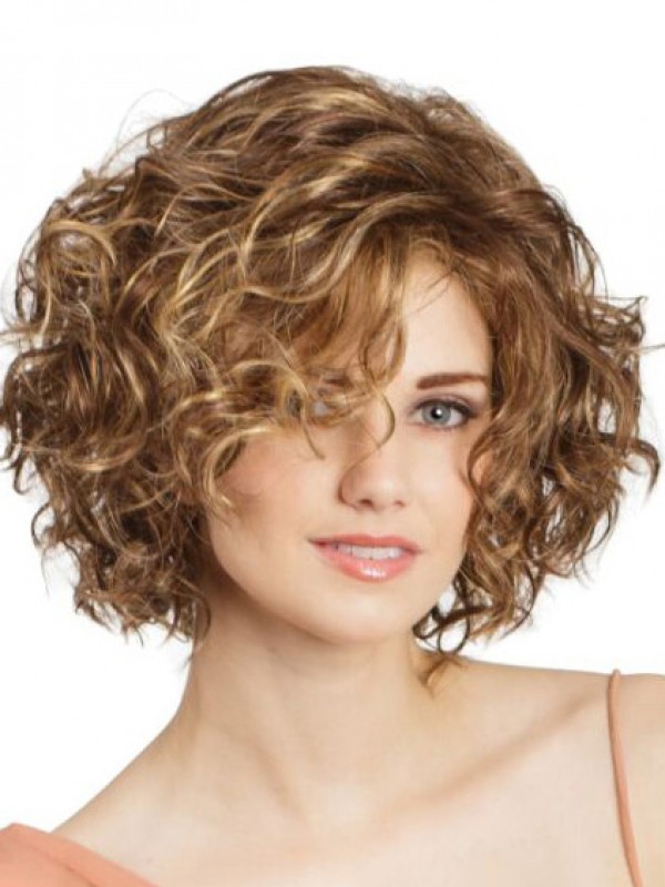 Bob Cut Curly 11" Blonde Pruiken Met Kanten Voorkant