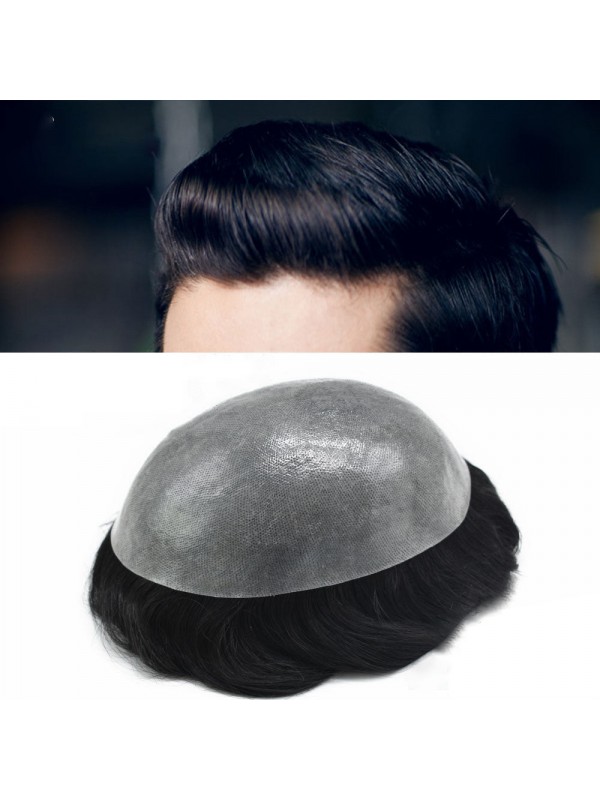 8 "X 10" Pu Heren Toupetje Volledig Poly Heren Pruiken Haarsysteem 0,12 Mm Toupetje Voor Heren