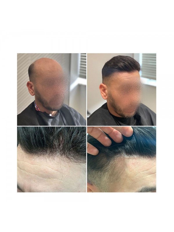 8 "X 10" Pu Heren Toupetje Volledig Poly Heren Pruiken Haarsysteem 0,12 Mm Toupetje Voor Heren