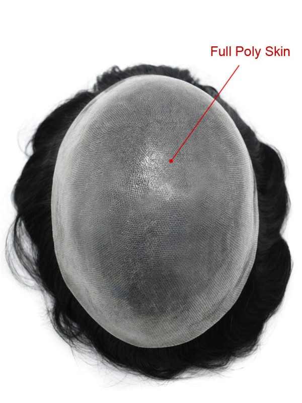 8 "X 10" Pu Heren Toupetje Volledig Poly Heren Pruiken Haarsysteem 0,12 Mm Toupetje Voor Heren