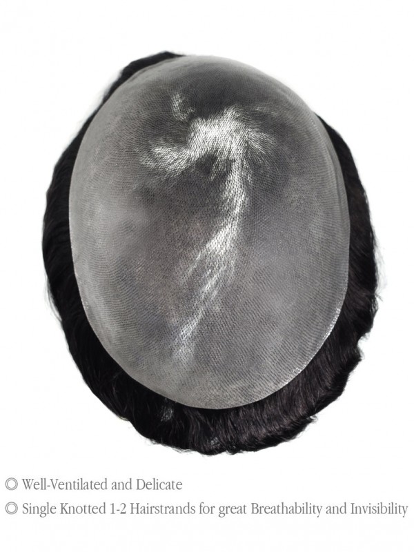 8 "X 10" Pu Heren Toupetje Volledig Poly Heren Pruiken Haarsysteem 0,12 Mm Toupetje Voor Heren