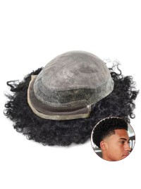 8 "X 10" Afro-B Lace Front Afro Mens Toupetje Afro-Amerikaanse Haarvervangingssysteem