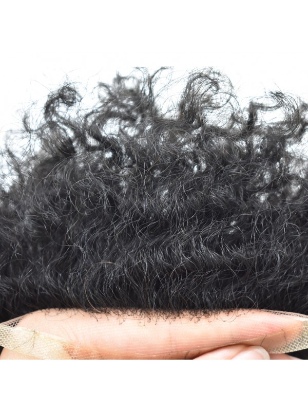 8 "X 10" Afro-B Lace Front Afro Mens Toupetje Afro-Amerikaanse Haarvervangingssysteem