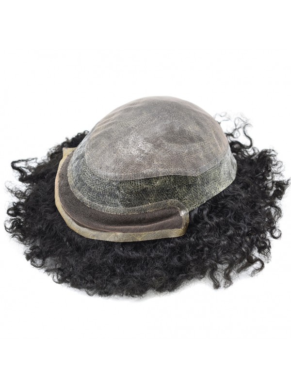 8 "X 10" Afro-B Lace Front Afro Mens Toupetje Afro-Amerikaanse Haarvervangingssysteem