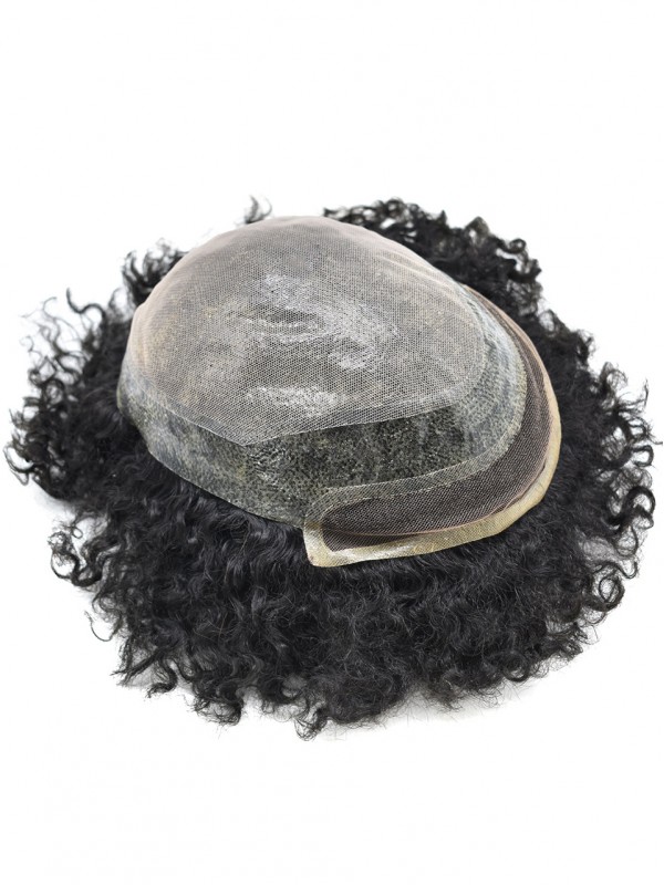 8 "X 10" Afro-B Lace Front Afro Mens Toupetje Afro-Amerikaanse Haarvervangingssysteem