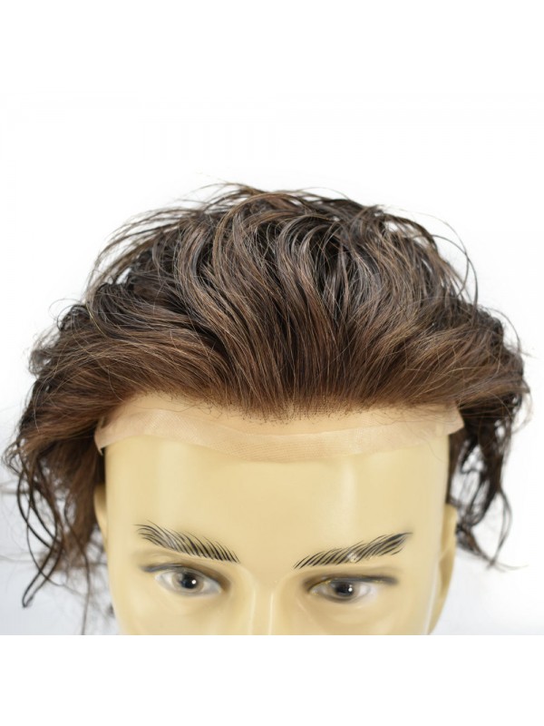 8 "X 10" Mens Pruiken Franse Lace Front Natuurlijke Haarlijn Eenheden Menselijk Haar Toupetje Voor Mannen