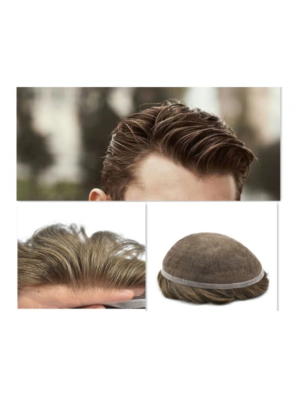 8 "X 10" Volledige Franse Pruik Met Kanten Haar Voor Mannen Toupetje Van Echt Haar Voor Mannen