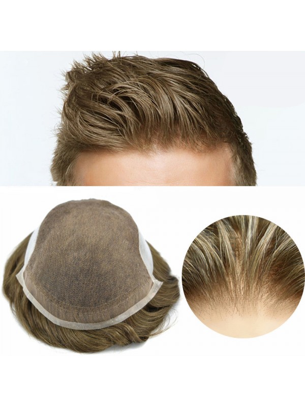 8 "X 10" Herenpruiken Toupetje Frans Lace Front Haarstuk Voor Mannen Poly Skin Pu Aan De Achterkant En Zijkanten Pruiken Voor Mannen