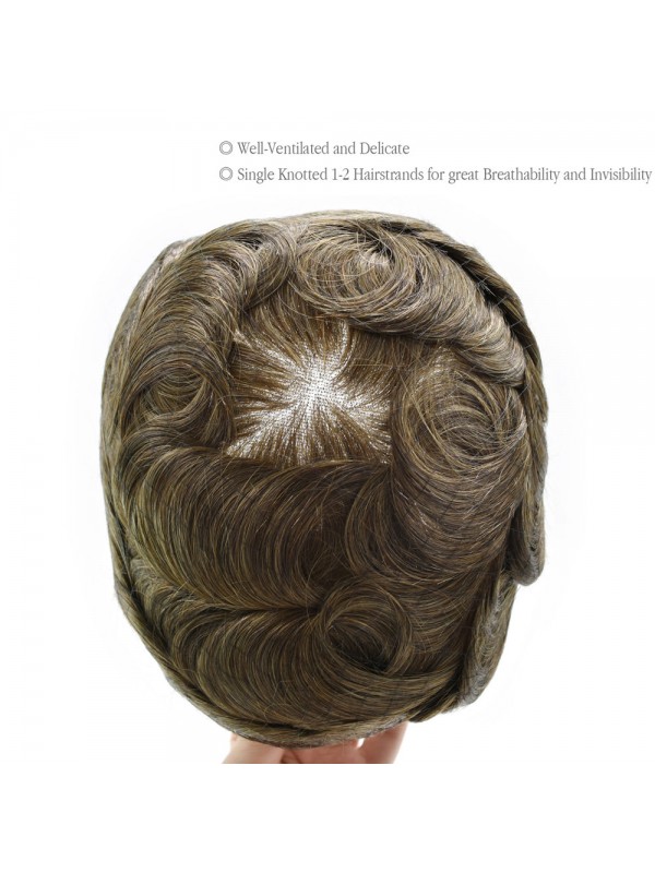 8 "X 10" Herenpruiken Toupetje Frans Lace Front Haarstuk Voor Mannen Poly Skin Pu Aan De Achterkant En Zijkanten Pruiken Voor Mannen