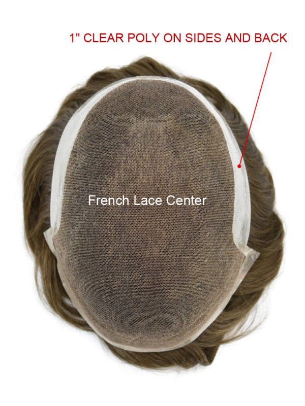 8 "X 10" Herenpruiken Toupetje Frans Lace Front Haarstuk Voor Mannen Poly Skin Pu Aan De Achterkant En Zijkanten Pruiken Voor Mannen