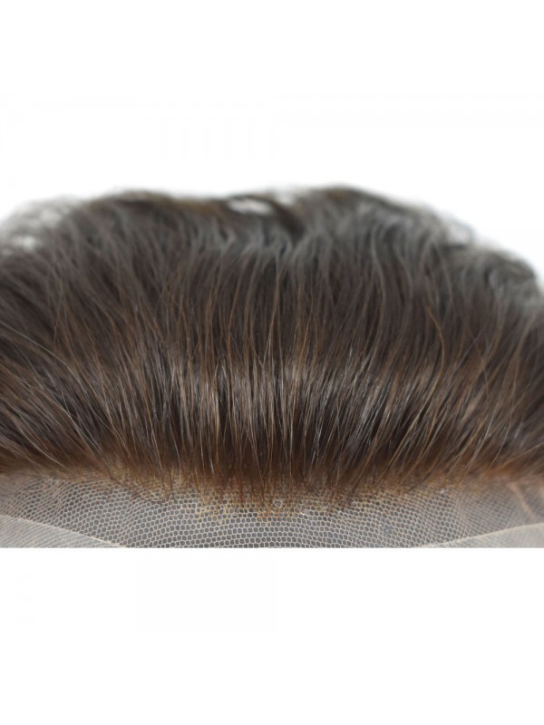 8 "X 10" Toupetje Voor Heren Haarvervanging Zwitsers Kant Voor Transparant Helder Poly Huid Aan Achterkant En Zijkanten Haarpruiken
