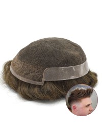 8 "X 10" Toupetje Voor Heren Franse Lace Front Haarstukje Poly Coating Natuurlijke Haarlijn Haarsysteem Vervangende Pruik