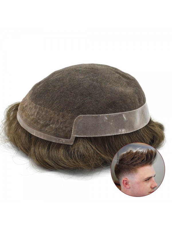 8 "X 10" Toupetje Voor Heren Franse Lace Front Haarstukje Poly Coating Natuurlijke Haarlijn Haarsysteem Vervangende Pruik