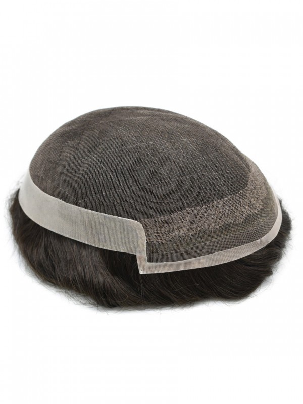 8 "X 10" Toupetje Voor Heren Franse Lace Front Haarstukje Poly Coating Natuurlijke Haarlijn Haarsysteem Vervangende Pruik