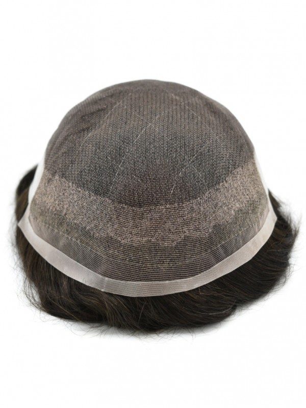 8 "X 10" Toupetje Voor Heren Franse Lace Front Haarstukje Poly Coating Natuurlijke Haarlijn Haarsysteem Vervangende Pruik