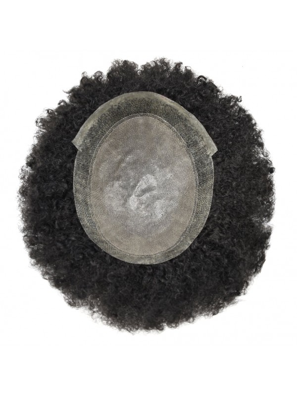 8 "X 10" Afro Men'S Toupee Lace Clear Skin Pu-Haarvervangingssysteem Voor Zwarte Mannen
