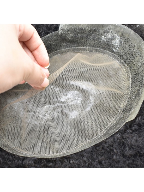 8 "X 10" Afro Men'S Toupee Lace Clear Skin Pu-Haarvervangingssysteem Voor Zwarte Mannen