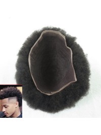 8 "X 10" Verbazingwekkende Niet-Detecteerbare Franse Kanten Toupet Met Afro-Haar Voor Zwarte Mannen