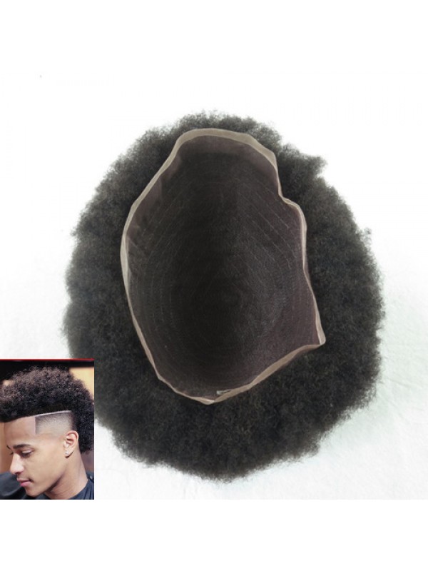 8 "X 10" Verbazingwekkende Niet-Detecteerbare Franse Kanten Toupet Met Afro-Haar Voor Zwarte Mannen