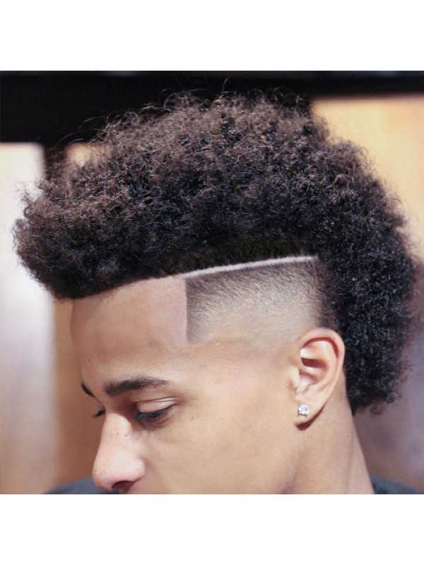 8 "X 10" Verbazingwekkende Niet-Detecteerbare Franse Kanten Toupet Met Afro-Haar Voor Zwarte Mannen