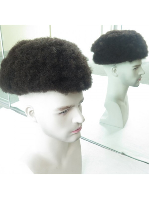 8 "X 10" Verbazingwekkende Niet-Detecteerbare Franse Kanten Toupet Met Afro-Haar Voor Zwarte Mannen