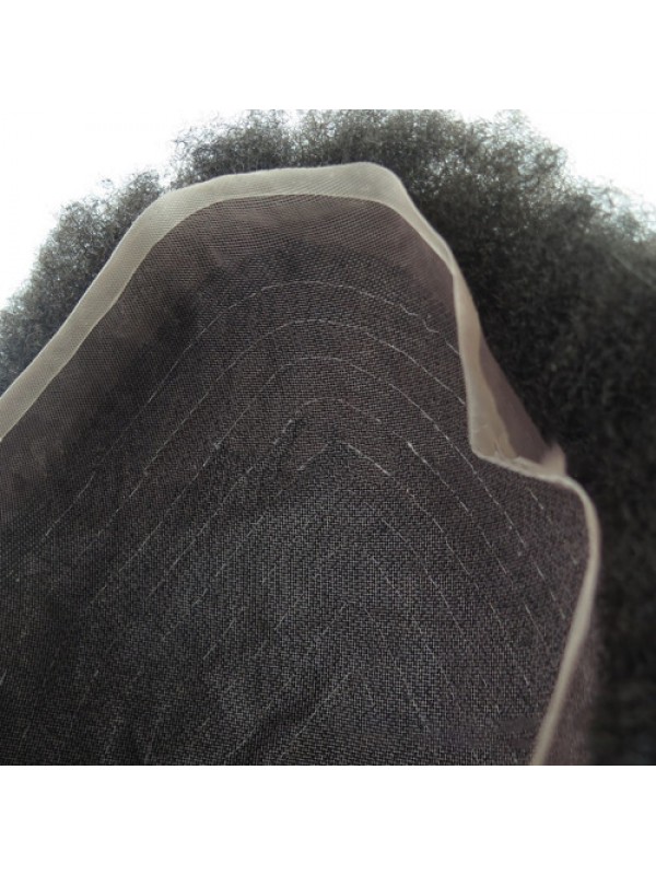 8 "X 10" Verbazingwekkende Niet-Detecteerbare Franse Kanten Toupet Met Afro-Haar Voor Zwarte Mannen