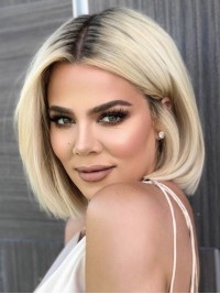 Blonde Middenscheiding Korte Rechte Bob-Stijl 13 * 6 Pruiken Van Menselijk Haar Met Kant 10 Inch