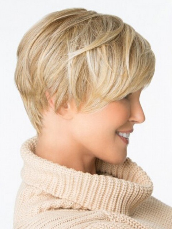 Blonde Boy Cut Capless Rechte Korte Remy Menselijk Haar Pruiken 6 Inches