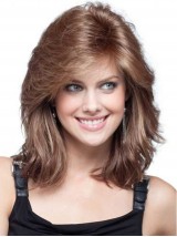 Lichtbruine Medium Golvende Capless Remy Menselijk Haar Pruiken 12 Inch