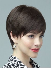 Boy Cut Capless Rechte Remy-Pruiken Van Echt Haar 6 Inch Met Pony