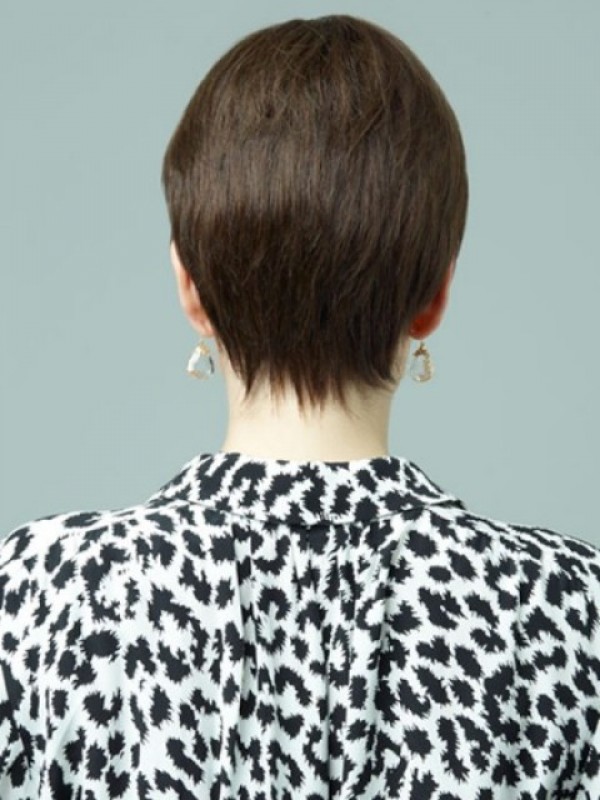 Boy Cut Capless Rechte Remy-Pruiken Van Echt Haar 6 Inch Met Pony