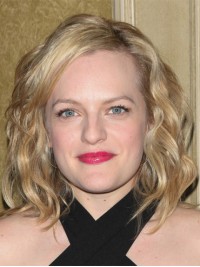 Elisabeth Moss Blond Golvend Kinlengte Capless Remy Mensenhaar Pruiken 12 Inch