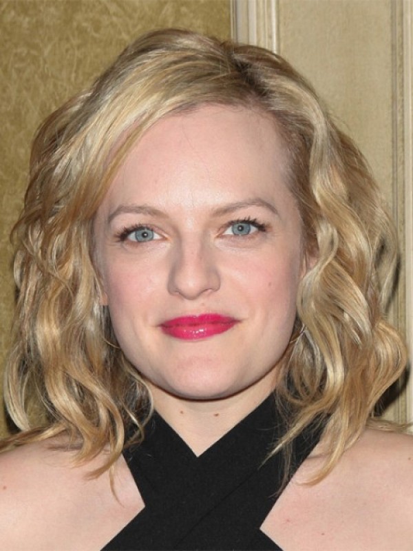 Elisabeth Moss Blond Golvend Kinlengte Capless Remy Mensenhaar Pruiken 12 Inch