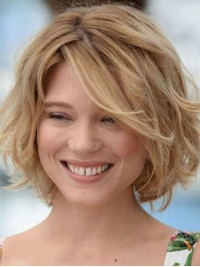 Pluizige Korte Bob Kapsel Mensenhaar Golvende Lace Front Pruiken 10 Inch