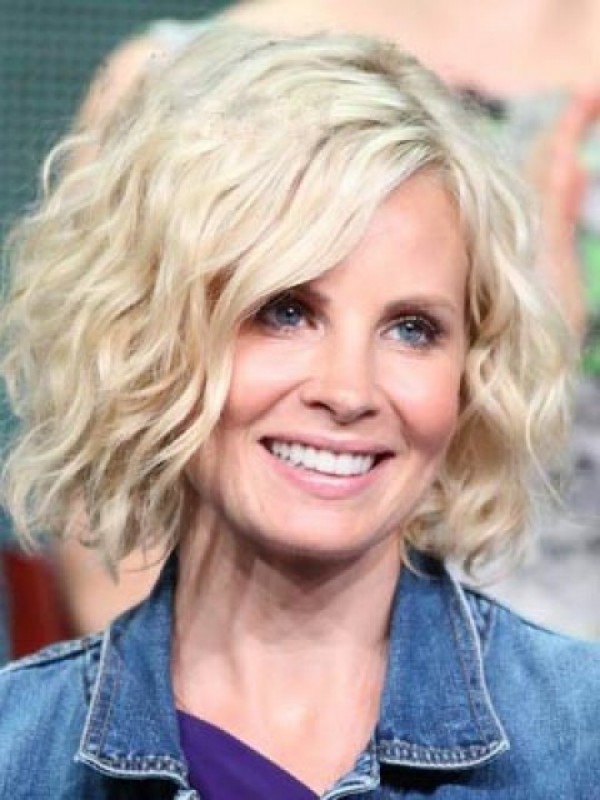 Blonde Golvende Bob-Stijl Kaploze Pruiken Van Echt Haar 12 Inch