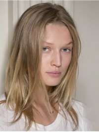 Centrale Scheiding Blonde Lange Rechte Remy Pruiken Van Echt Haar 16 Inch