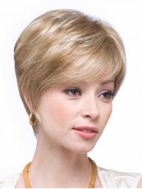 Blonde Boy Cut Capless Remy Menselijk Haar Pruiken 6 Inches