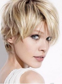 Gelaagde Blonde Rechte Full Lace-Pruiken Van Echt Haar 6 Inch