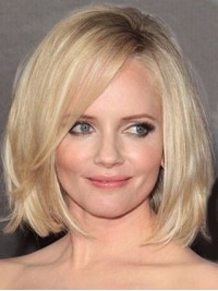 Bob-Stijl Blonde Rechte Kaploze Pruiken Van Echt Haar 12 Inch