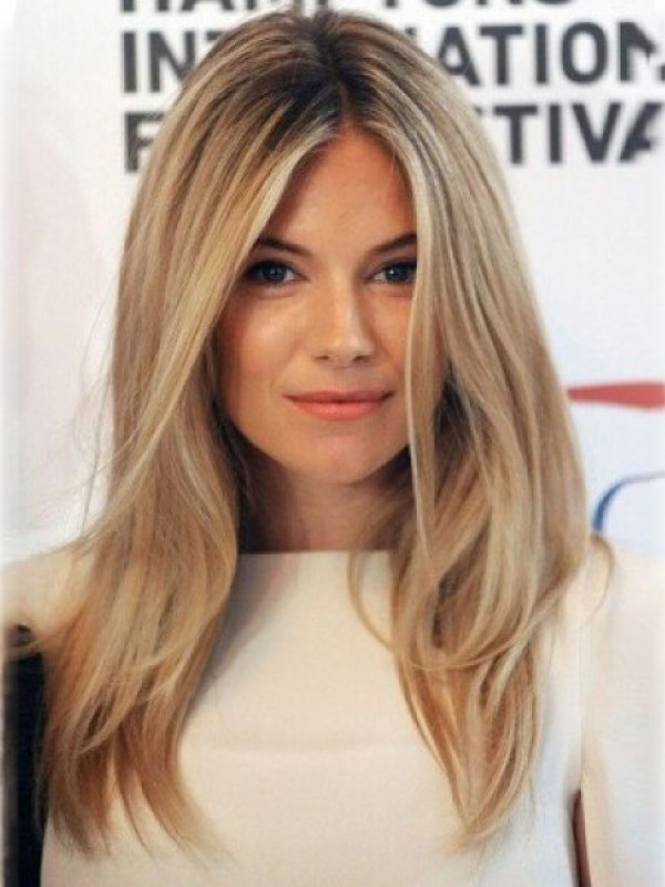 Sienna Miller Rechte Remy Remy-Pruiken Van Menselijk Haar 18 Inch