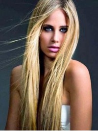Middenscheiding Blond Menselijk Haar Rechte Lace Front Pruiken 28 Inches