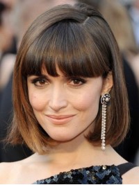 Bob Stijl Bruin Medium Capless Remy Mensenhaar Pruiken Met Pony