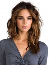 Centrale Scheiding Lang Golvend Bruin Lace Front Remy Mensenhaar Pruiken 16 Inch