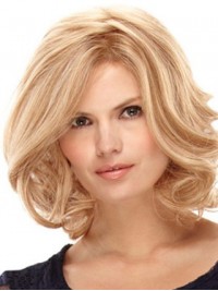 Gelaagde Blonde Medium Golvende Lace Front Remy Mensenhaar Pruiken 10 Inch