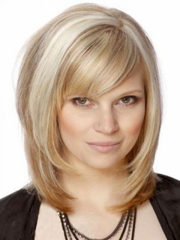 Blonde Rechte Kaploze Remy-Pruiken Van Echt Haar Met Pony 12 Inch