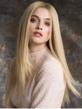 Middenscheiding Blonde Lange Rechte Lace Front Remy Mensenhaar Pruiken 26 Inch
