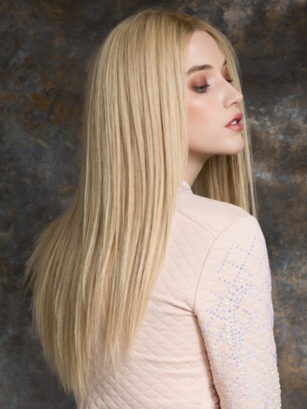 Middenscheiding Blonde Lange Rechte Lace Front Remy Mensenhaar Pruiken 26 Inch