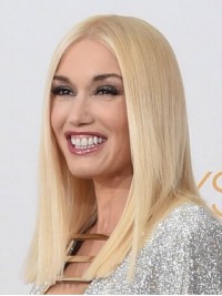 Gwen Stefani Blonde Centrale Scheiding Rechte Remy Human-Pruiken Met Kant Aan De Voorkant 16 Inch